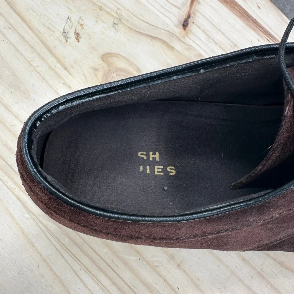 Hush Puppies Oxford Shoes Mens 11 Dark Brown Suede Leather Lace Up Dress Casual